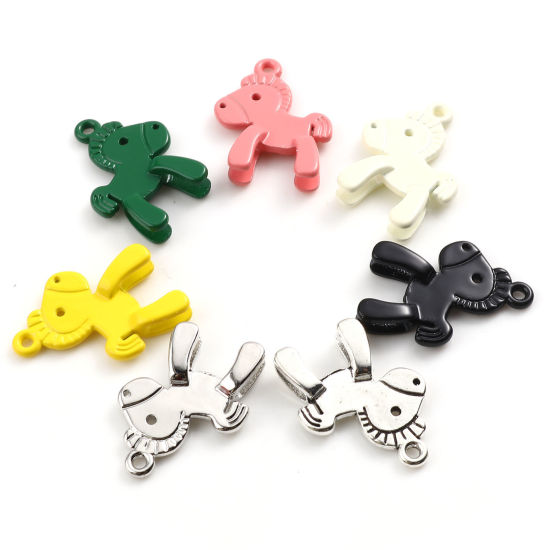 Immagine di Lega di Zinco Charms Cavallo in Legno Multicolore Smalto 22mm x 17mm , 10 Pz