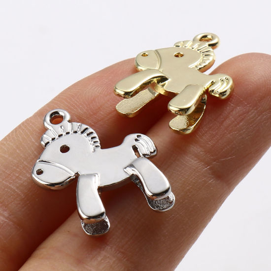 Immagine di Lega di Zinco Charms Cavallo in Legno Multicolore Smalto 22mm x 17mm , 10 Pz