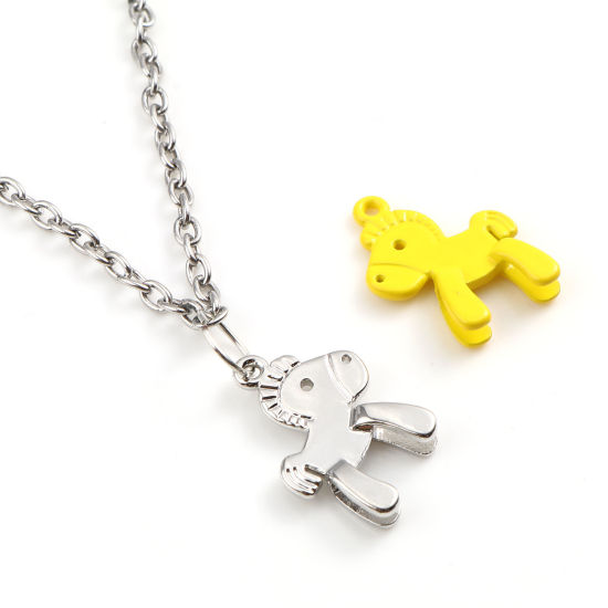 Immagine di Lega di Zinco Charms Cavallo in Legno Multicolore Smalto 22mm x 17mm , 10 Pz