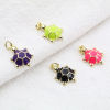 Picture of Brass Ocean Jewelry Charms Gold Plated Multicolor Sea Turtle Animal Enamel 22mm x 12mm, 2 PCs