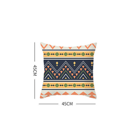 Image de Taie D'oreiller Carrée Style Bohème Géométrique en Tissu de Peau de Pêche Textile À La Maison