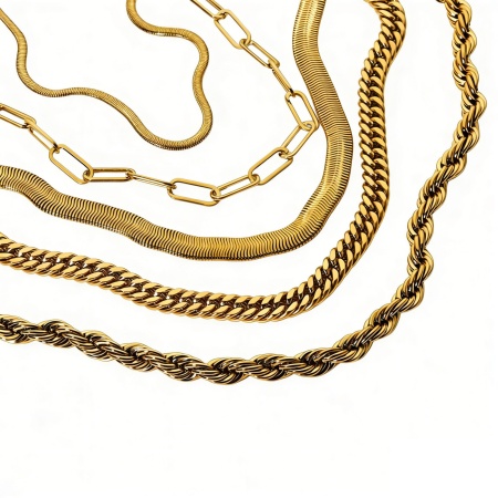 Picture of Wholesale Link Chain Necklace, 18K Real Gold Plated 304 Stainless Steel, Unisex Eco-friendly Exquisite Simple & Casual Gift Jewelry For Retailer, 1 Piece
