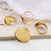 Picture of Stainless Steel Open Adjustable Rings Gold Plated Round Cabochon Settings 17.3mm(US Size 7), 1 Piece