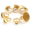 Picture of Stainless Steel Open Adjustable Rings Gold Plated Round Cabochon Settings 17.3mm(US Size 7), 1 Piece