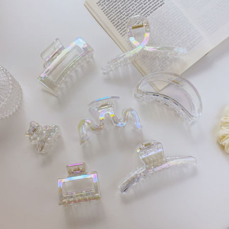 Plastic Hair Clips Clear AB Color Geometric Transparent 1 Piece