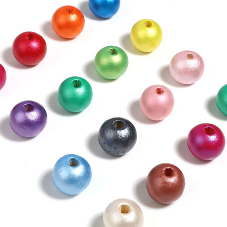 Bild von Natürliches Schima Holz Zwischenperlen Spacer Perlen Rund Bunt Spritzlackierung ca. 10mm D., Loch: ca. 2.8mm, 100 Stück