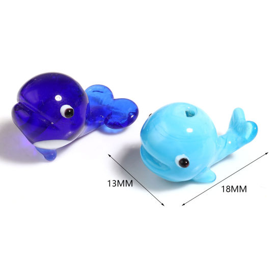 Picture of Lampwork Glass Ocean Jewelry Beads Whale Animal Multicolor 2 PCs