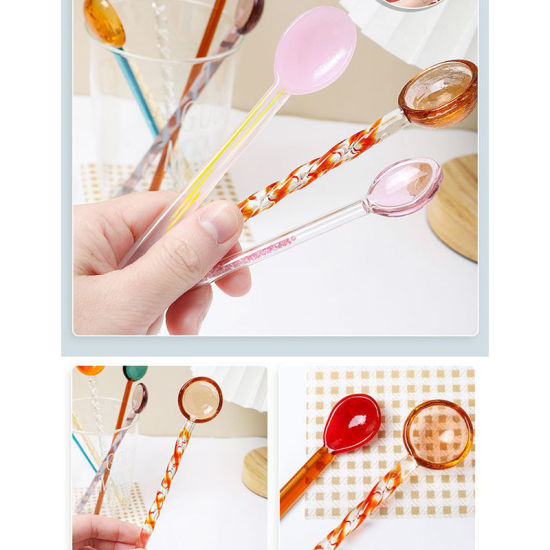 Изображение High Temperature Resistance Borosilicate Glass Cute Colorful Mixing Spoon Flatware Cutlery Tableware