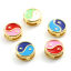 Picture of Brass Religious Spacer Beads Gold Plated Multicolor Flat Round Eight Diagrams Enamel 10mm Dia., Hole: Approx 5mmx1.4mm, 1 Piece