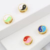 Picture of Brass Religious Spacer Beads Gold Plated Multicolor Flat Round Eight Diagrams Enamel 10mm Dia., Hole: Approx 5mmx1.4mm, 1 Piece