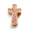 Picture of Brass Religious Spacer Beads Cross Micro Pave Multicolour Cubic Zirconia 14mm x 9mm, Hole: Approx 1.7mm, 2 PCs