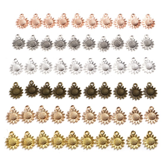 Bild von Zinklegierung Charms Sonnenblume Bunt 19mm x 15mm, 1 Packung