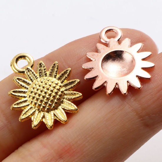 Bild von Zinklegierung Charms Sonnenblume Bunt 19mm x 15mm, 1 Packung