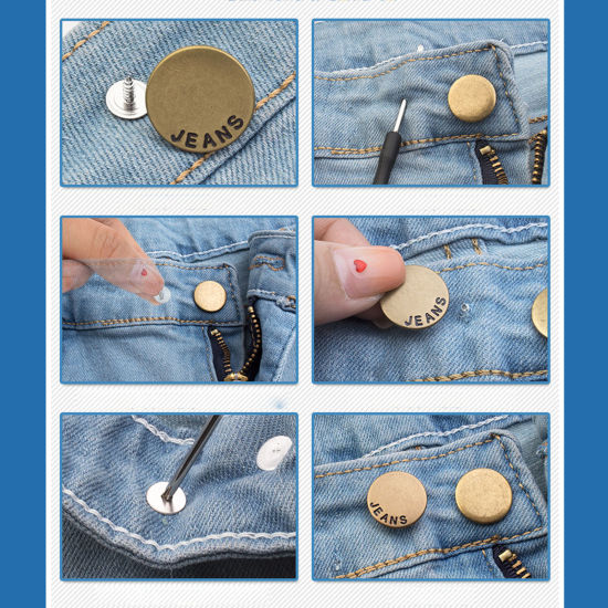 Immagine di Lega di Zinco Metallo Prolunga per Bottoni Automatici a Scatto Istantaneo Staccabile Bottoni Jeans Estensione Cintura Tondo Multicolore 17mm Dia, 2 Pz