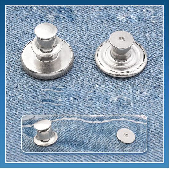 Immagine di Lega di Zinco Metallo Prolunga per Bottoni Automatici a Scatto Istantaneo Staccabile Bottoni Jeans Estensione Cintura Tondo Multicolore 17mm Dia, 2 Pz