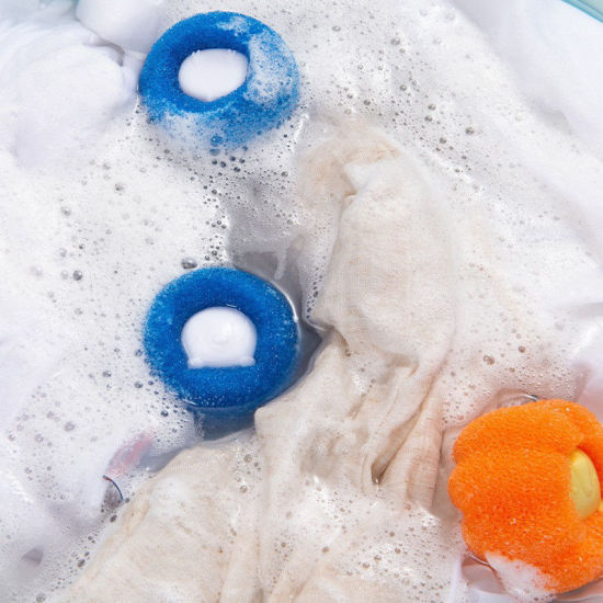 Image de Boules réutilisables ouvrables de machine à laver de blanchisserie d'anti-enchevêtrement d'éponge et de pp