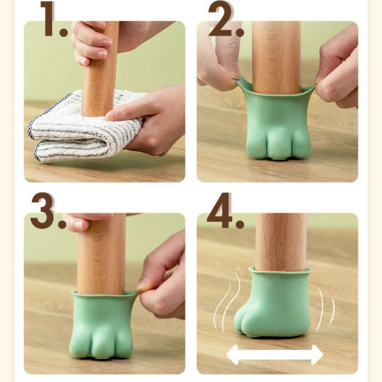 Picture of Cute Claw Non-Slip Wear-Resistan Mute Square Furniture Table Chair Leg Floor Feet Cap Cover Protector