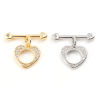 Picture of Brass Toggle Clasps Multicolor Heart Micro Pave Clear Rhinestone 20mm x 20mm, 1 Piece