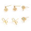 Picture of Brass Ear Post Stud Earrings 18K Real Gold Plated Post/ Wire Size: 0.7mm, 2 PCs