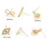 Picture of Brass Ear Post Stud Earrings 18K Real Gold Plated Post/ Wire Size: 0.7mm, 2 PCs