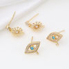 Picture of Brass Ear Post Stud Earrings 18K Real Gold Plated Post/ Wire Size: 0.7mm, 2 PCs