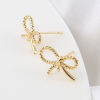 Picture of Brass Ear Post Stud Earrings 18K Real Gold Plated Post/ Wire Size: 0.7mm, 2 PCs