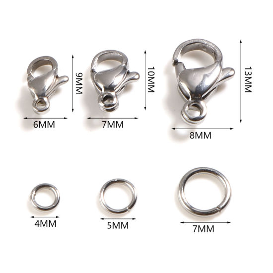 Picture of Stainless Steel Jump Rings Findings Silver Tone 1 Box