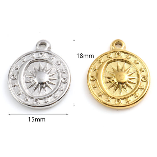 Изображение Нержавеющая Сталь галактика галактика Подвески Луна половина Разноцветный Звезда 18мм x 15мм, 1 ШТ