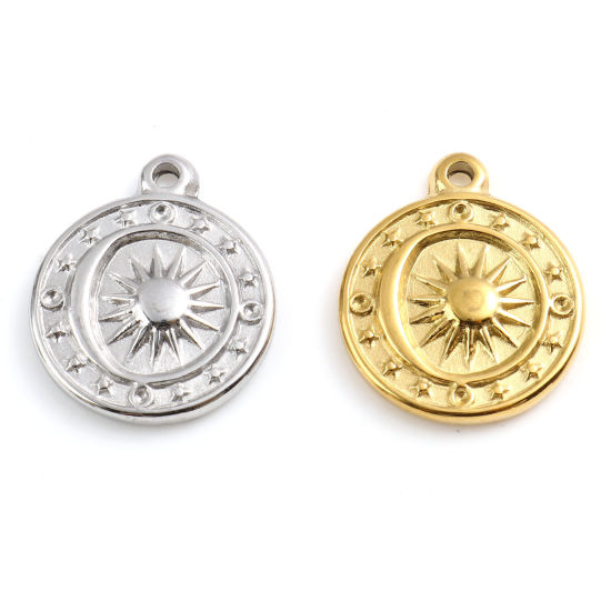 Изображение Нержавеющая Сталь галактика галактика Подвески Луна половина Разноцветный Звезда 18мм x 15мм, 1 ШТ