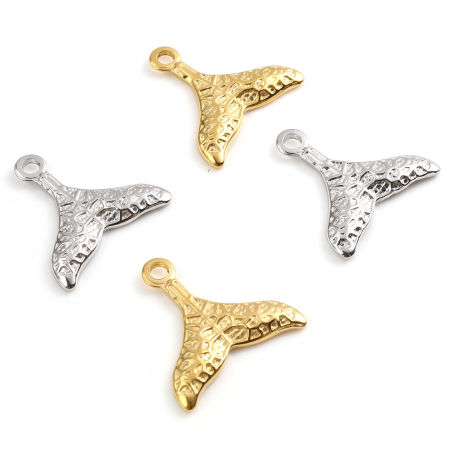Stainless Steel Charms Fishtail Multicolor 26mm x 25mm, 1 Piece