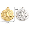 Picture of Stainless Steel Insect Charms Round Disc Multicolor Bee 18mm x 15mm, 1 Piece
