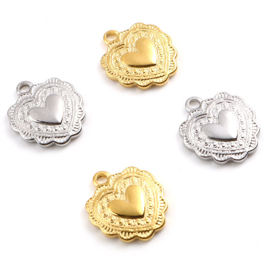 Image de Breloques en Acier Inoxydable La Saint Valentin Cœur Multicolore 16mm x 14mm , 1 Pièce