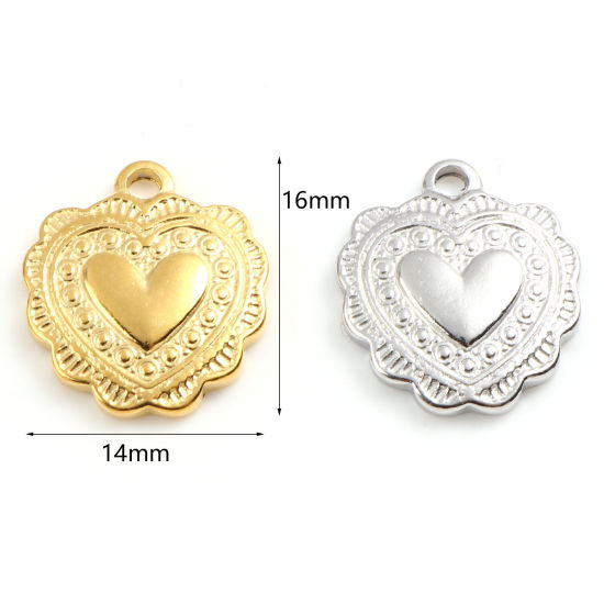 Image de Breloques en Acier Inoxydable La Saint Valentin Cœur Multicolore 16mm x 14mm , 1 Pièce
