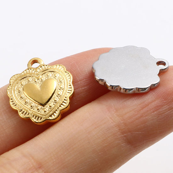 Image de Breloques en Acier Inoxydable La Saint Valentin Cœur Multicolore 16mm x 14mm , 1 Pièce