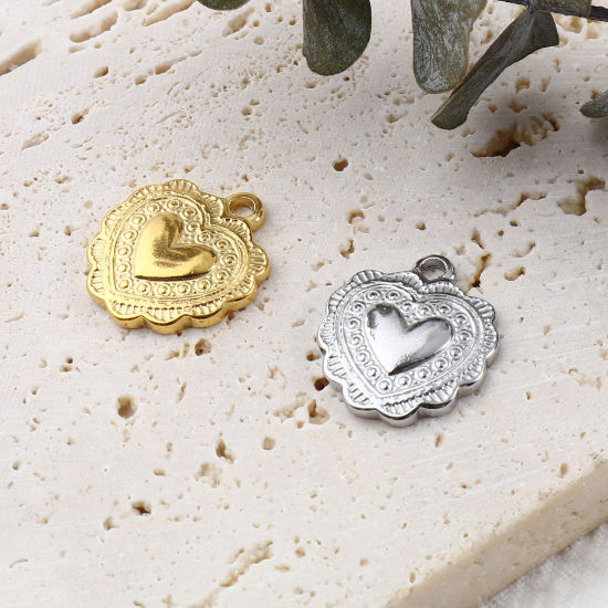 Image de Breloques en Acier Inoxydable La Saint Valentin Cœur Multicolore 16mm x 14mm , 1 Pièce