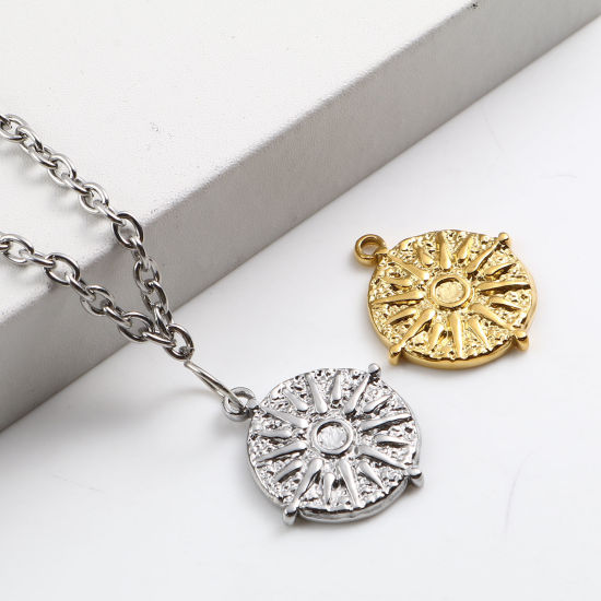 Изображение Нержавеющая Сталь галактика галактика Подвески Круглые Разноцветный Солнце 22мм x 20мм, 1 ШТ