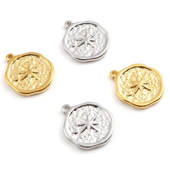 Изображение Нержавеющая Сталь галактика галактика Подвески Круглые Разноцветный Звезда 20мм x 16мм, 1 ШТ