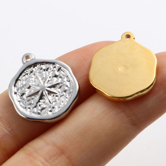 Изображение Нержавеющая Сталь галактика галактика Подвески Круглые Разноцветный Звезда 20мм x 16мм, 1 ШТ