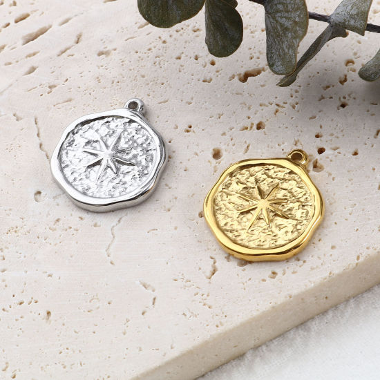 Изображение Нержавеющая Сталь галактика галактика Подвески Круглые Разноцветный Звезда 20мм x 16мм, 1 ШТ