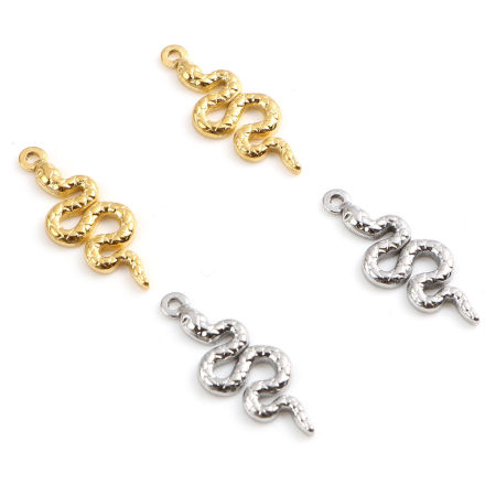 ステンレス鋼 チャーム ヘビ 多色 20mm x 8mm、 1 個