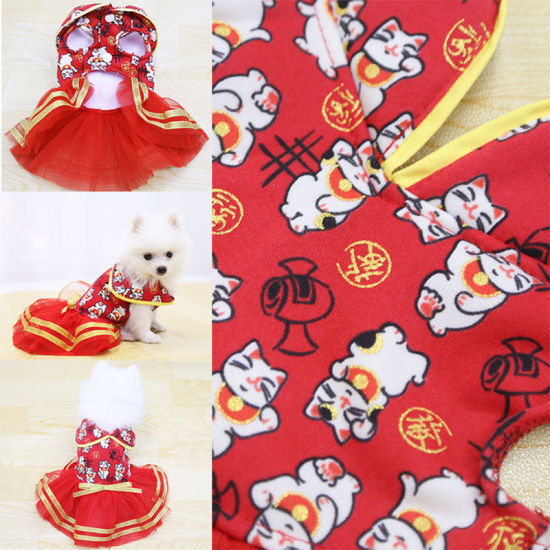 Picture of New Year Two-Legged Velvet Lining Dogs And Cats Printed Hoody Sweater Skirt Pet Clothes