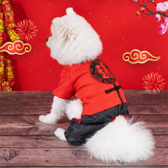 Picture of Chinese Character Blessing New Year Four-Legged Retro Tang Costume Warm Dogs And Cats Pet Clothes
