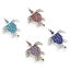Imagen de Zamak Joyería del océano Conectores Tortuga Marina Tono de Plata Micro Pave Multicolor Rhinestone 21mm x 15mm, 5 Unidades