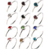 Picture of Stainless Steel Birthstone Unadjustable Rings Silver Tone Circle Ring Multicolor Rhinestone 16.5mm(US Size 6), 1 Piece
