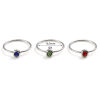 Picture of Stainless Steel Birthstone Unadjustable Rings Silver Tone Circle Ring Multicolor Rhinestone 16.5mm(US Size 6), 1 Piece