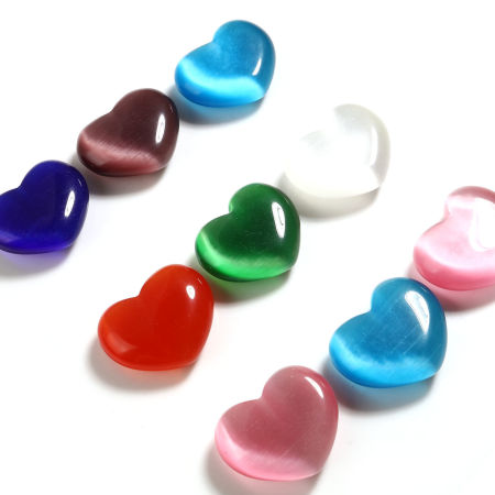 Cat's Eye Glass ( Natural ) Micro Landscape Miniature Shelter House Aquarium Home Decoration Valentine's Day Heart Multicolor About