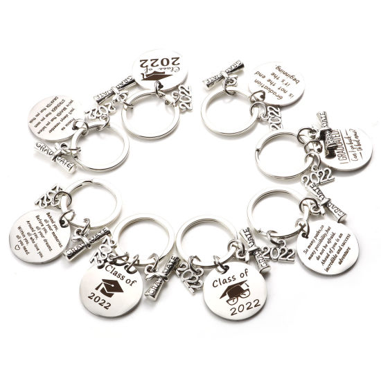 Picture of Stainless Steel College Jewelry Keychain & Keyring Diploma Silver Tone 2022 1 Piece