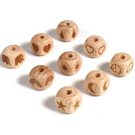 Imagen de Madera de Haya Espaciador Cuentas Cuadrado Natural Aprox 12mm x 12mm, Agujero: Aprox 4.3mm, 20 Unidades