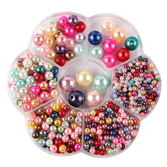 Image de Perles en Plastique Multicolore Rond Imitation Perles 10.2cm x 10.2cm, 1 Boîte