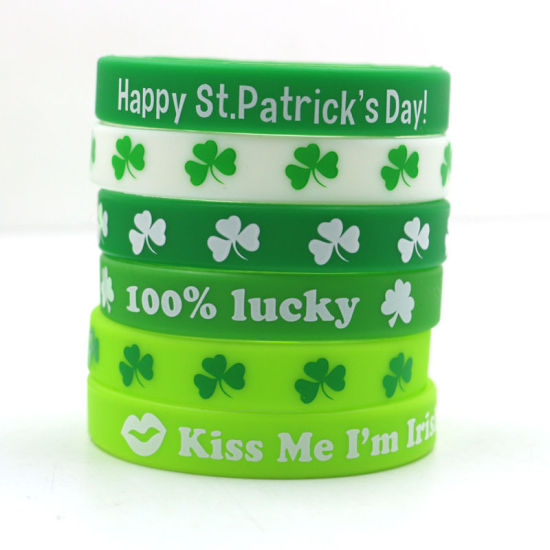 Picture of Saint Patrick's Day Products Clover Silicone Bracelet Gift